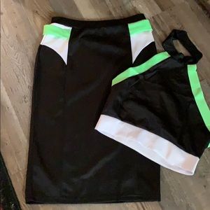 Black and green skirt with matching halter top